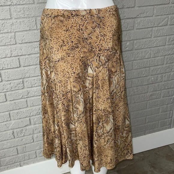 Kate Hall Women Animal Print Silk Gored Skirt Size 4 P - Picture 2 of 8